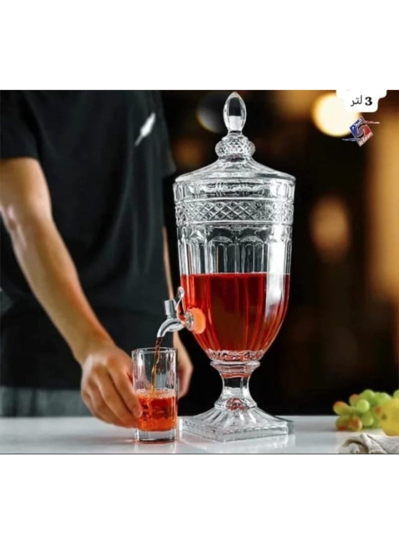 موزع مشروبات زجاجي فاخر بسعة 3 لتر – لمسة أناقة لطاولة الضيافة - Image 1